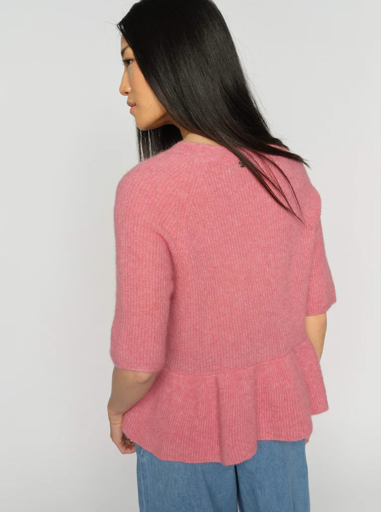 MOS MOSH THORA SS O-NECK FRILL KNIT