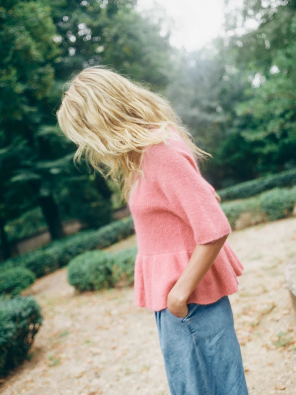 MOS MOSH THORA SS O-NECK FRILL KNIT