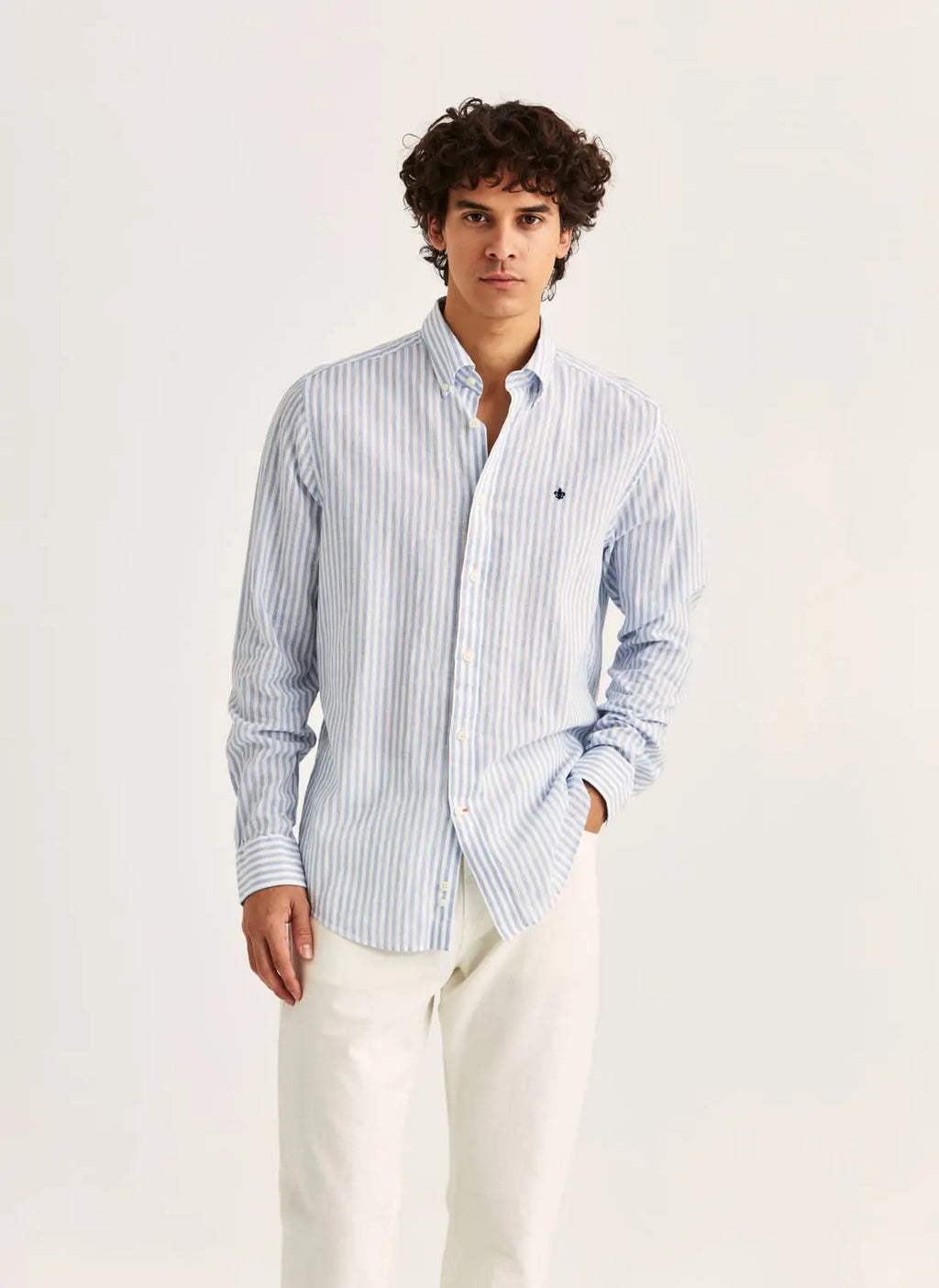 MORRIS DOUGLAS LINEN STRIPE SHIRT