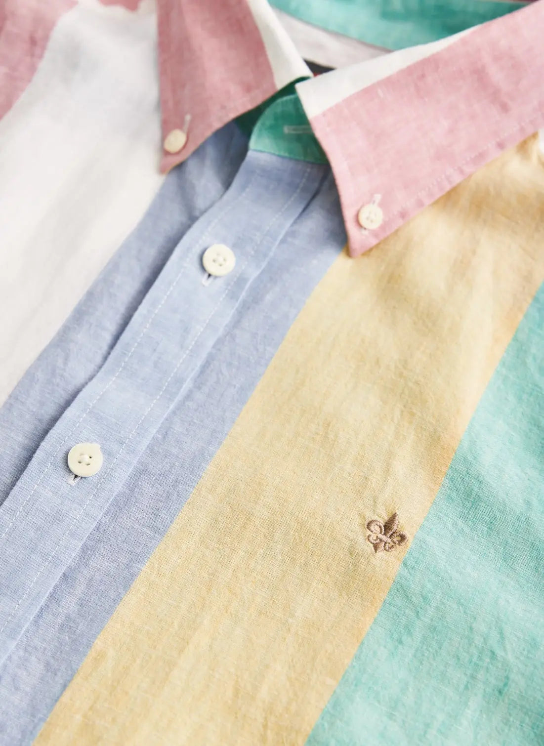 MORRIS HAPPY LINEN STRIPE SHIRT