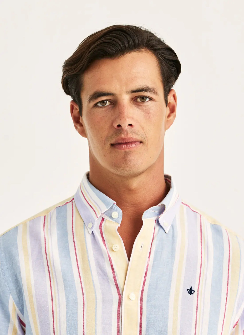MORRIS HAPPY LINEN STRIPE SHIRT