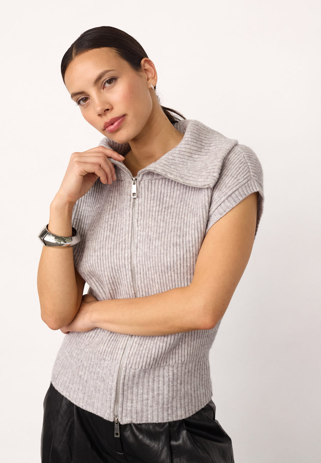 CO'COUTURE ROW ZIP KNIT VEST