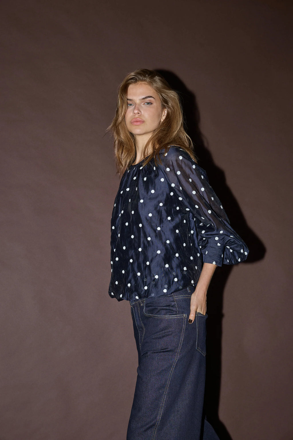 CO'COUTURE DITA DOT BALLOON BLOUSE