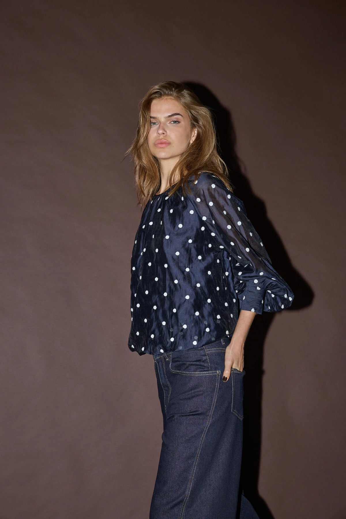 CO'COUTURE DITA DOT BALLOON BLOUSE