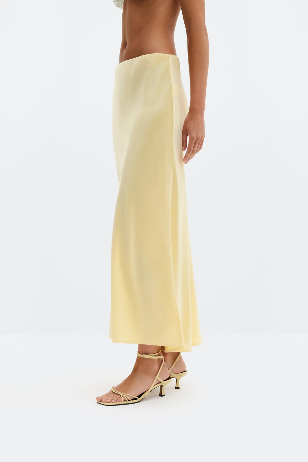 MALINA AUBREE SATIN MIDI SKIRT