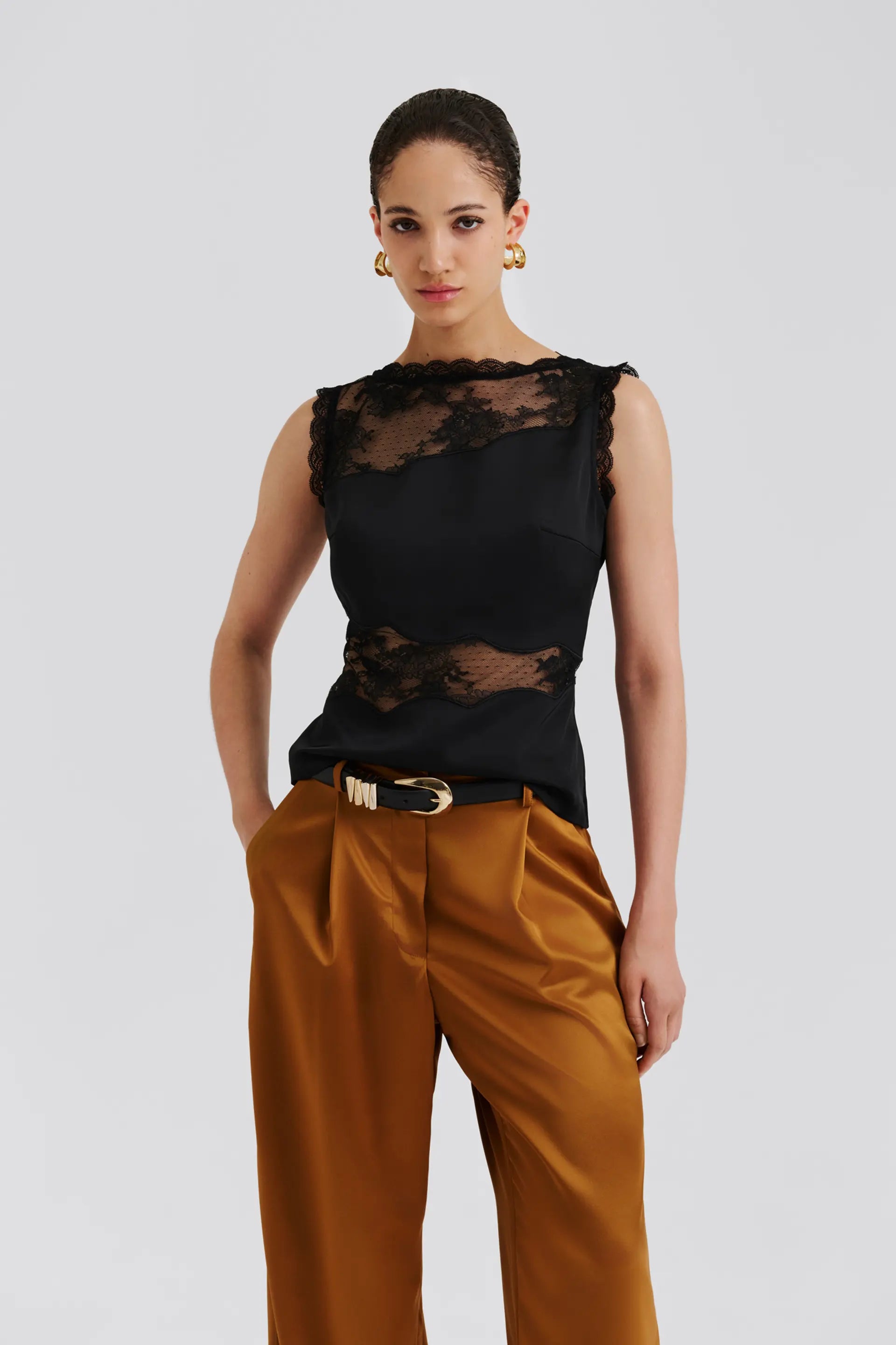 MALINA DESIRE LACE CUT OUT TOP