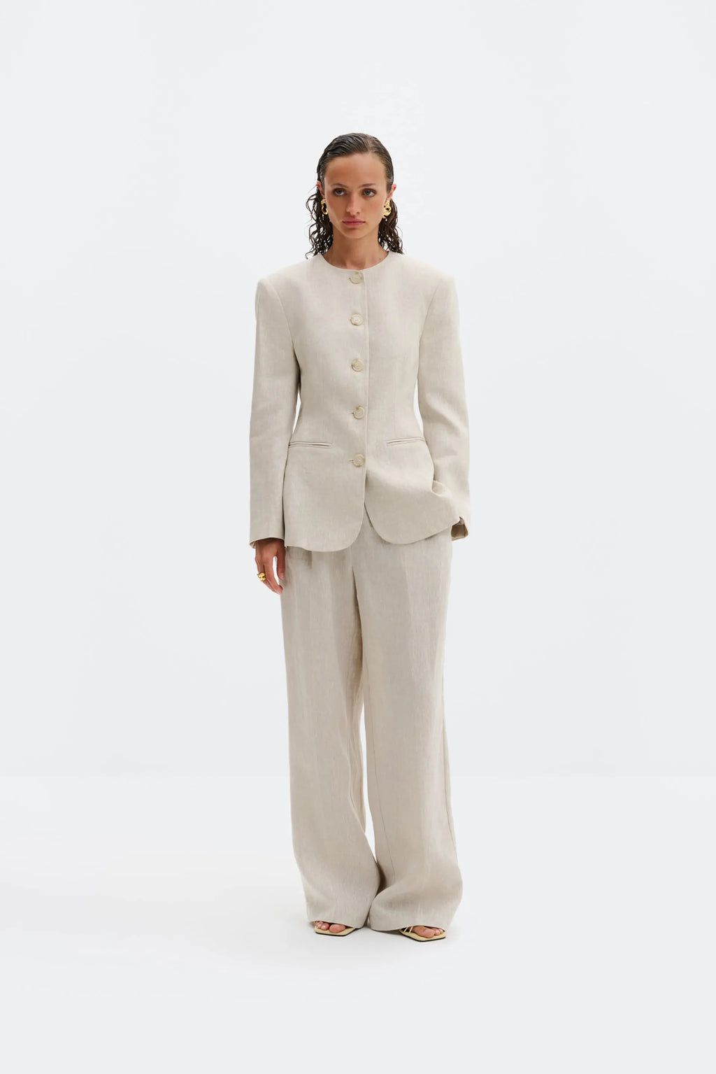 MALINA CAROL FITTED LINEN BLAZER