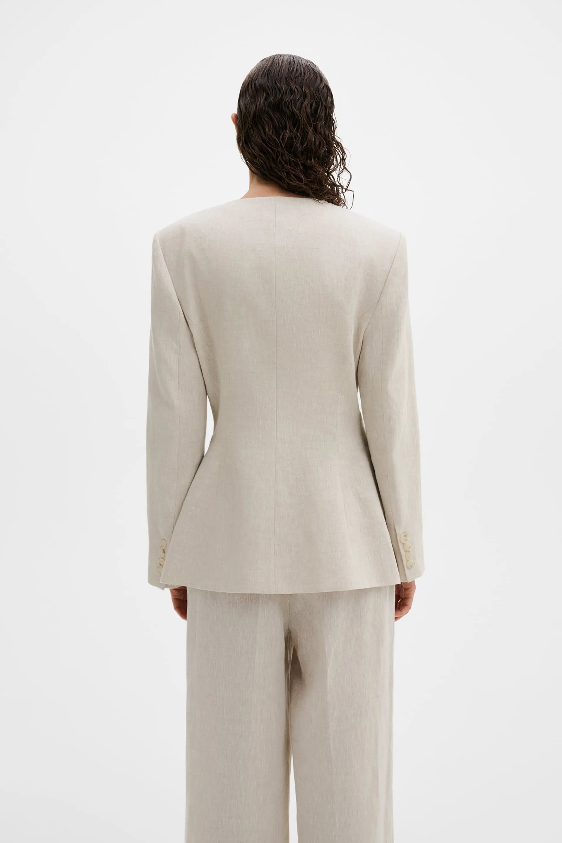 MALINA CAROL FITTED LINEN BLAZER