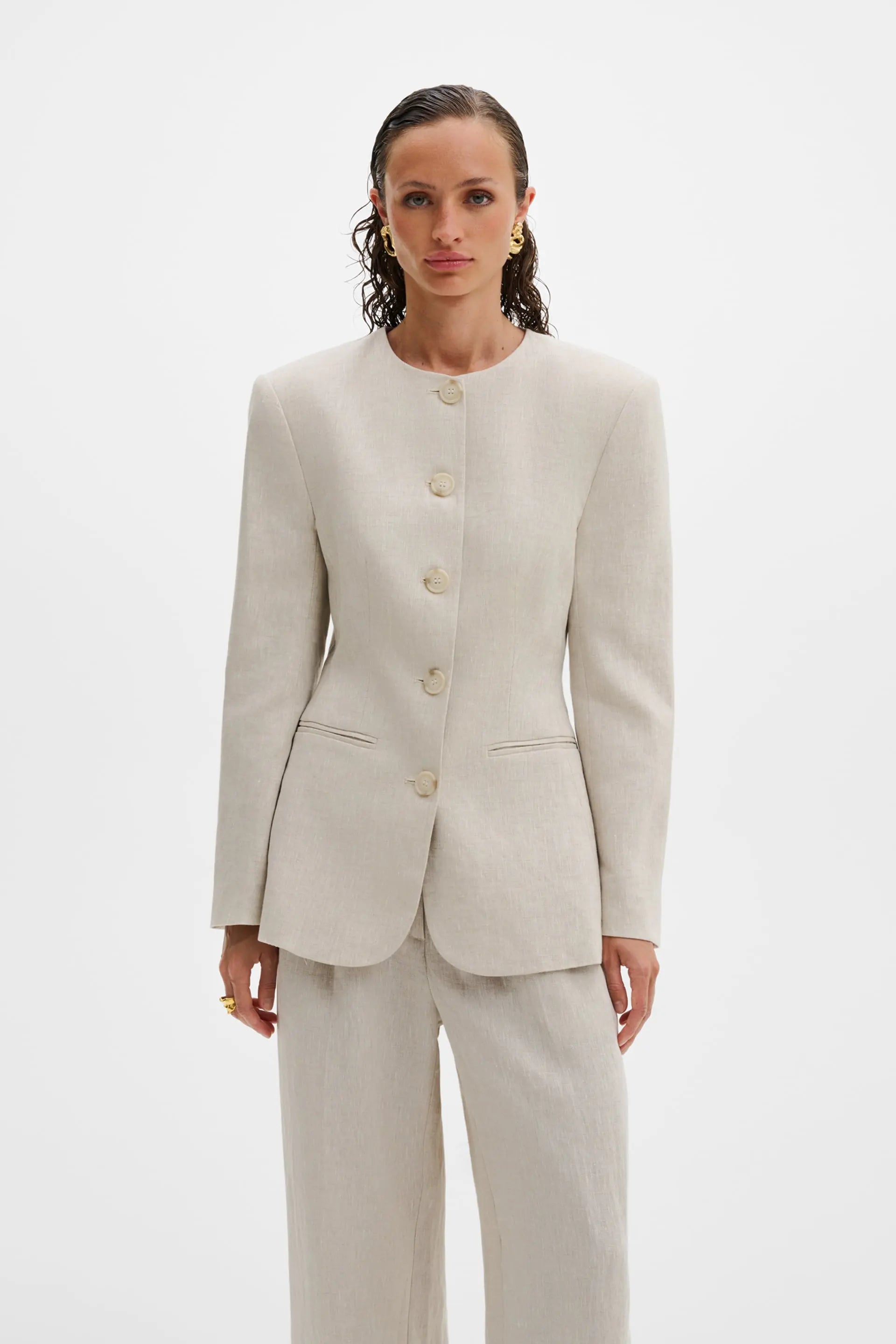 MALINA CAROL FITTED LINEN BLAZER
