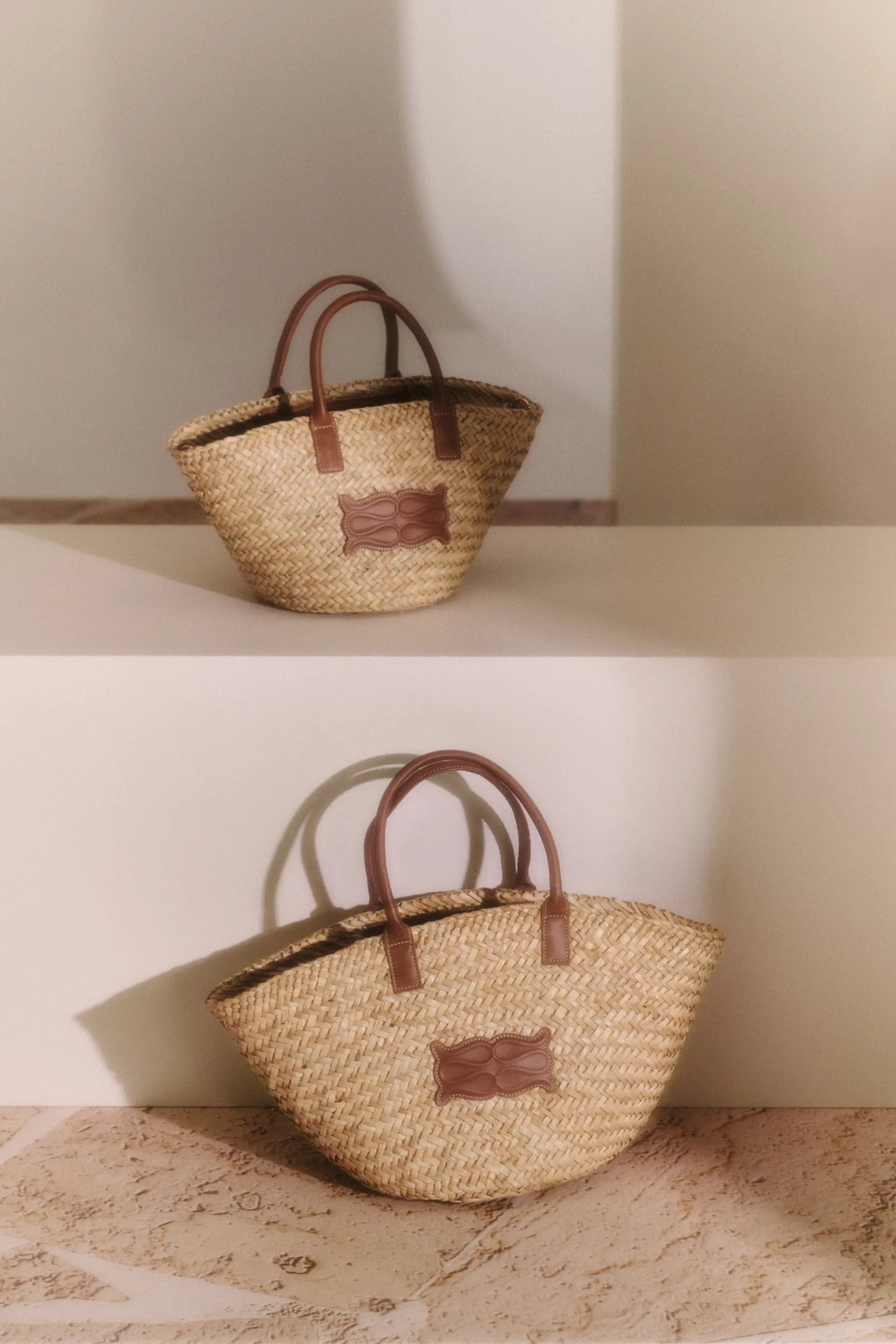 MALINA SMALL MONOGRAM STRAW TOTE