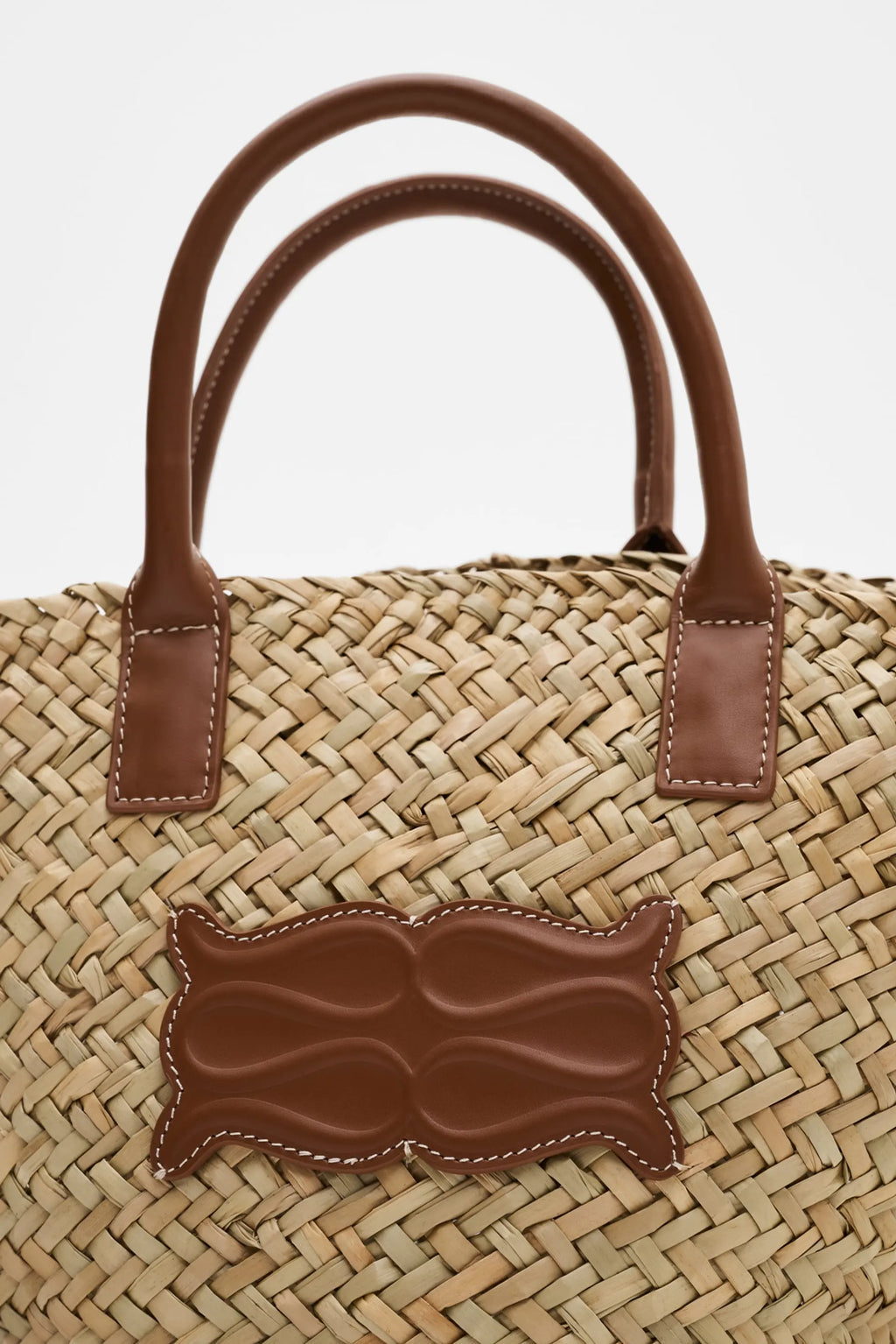 MALINA SMALL MONOGRAM STRAW TOTE