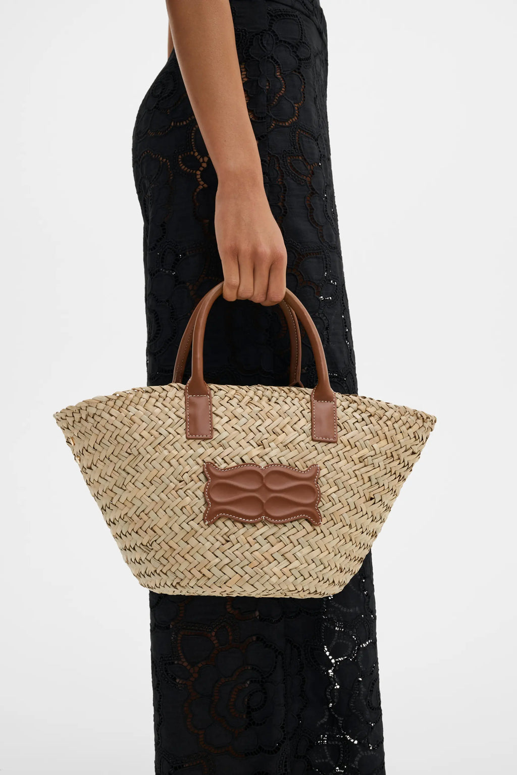 MALINA SMALL MONOGRAM STRAW TOTE