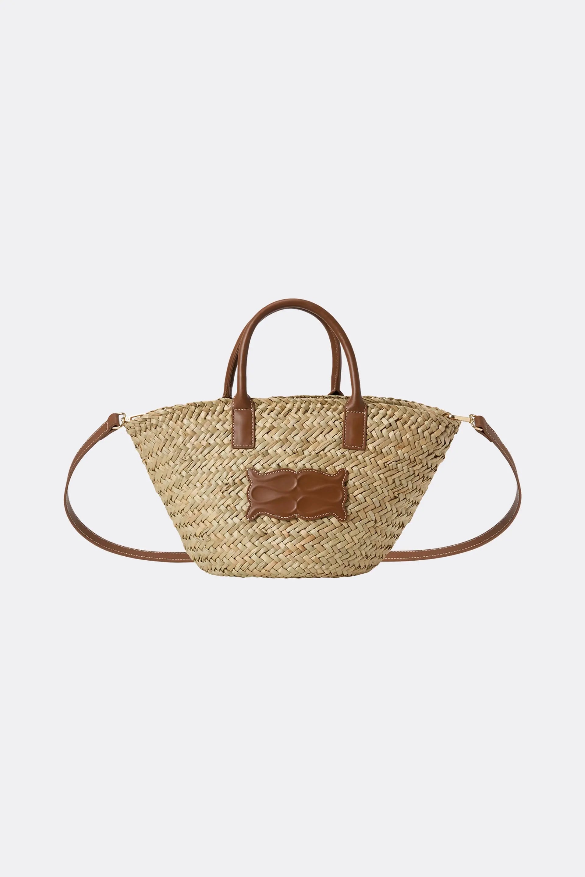 MALINA SMALL MONOGRAM STRAW TOTE