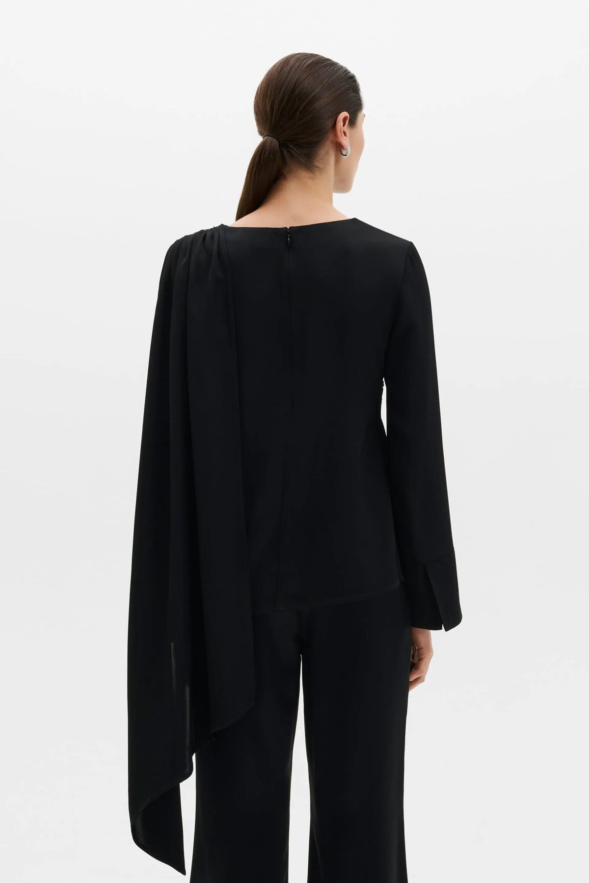 MALINA MELANDY DRAPED CAPE BLOUSE
