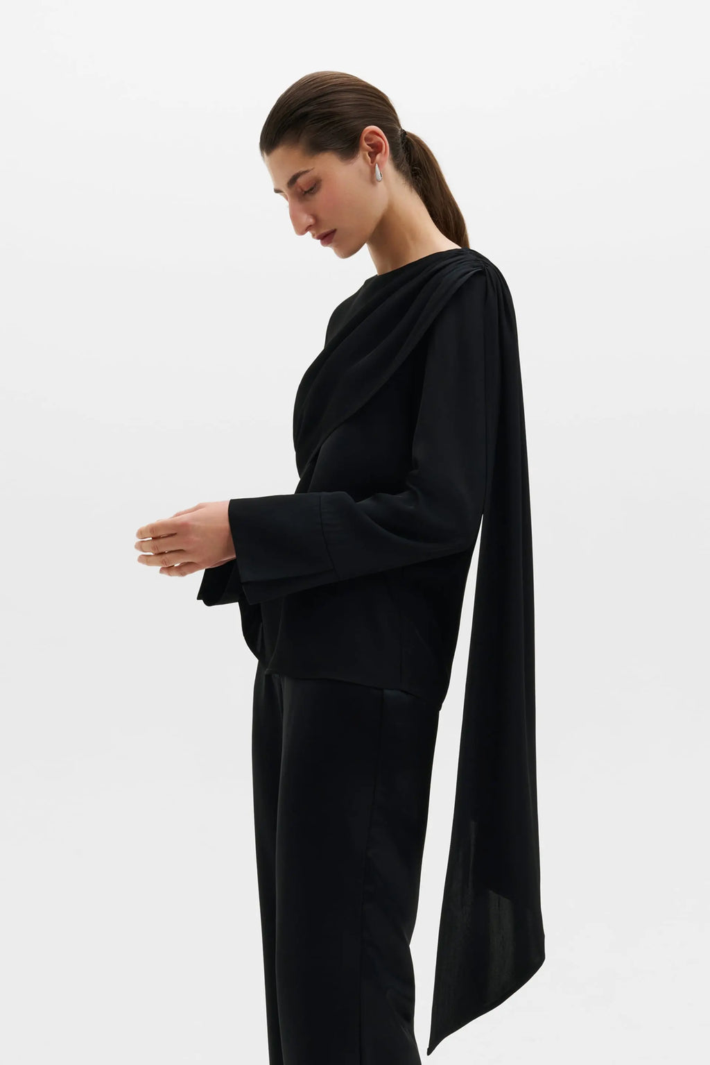MALINA MELANDY DRAPED CAPE BLOUSE