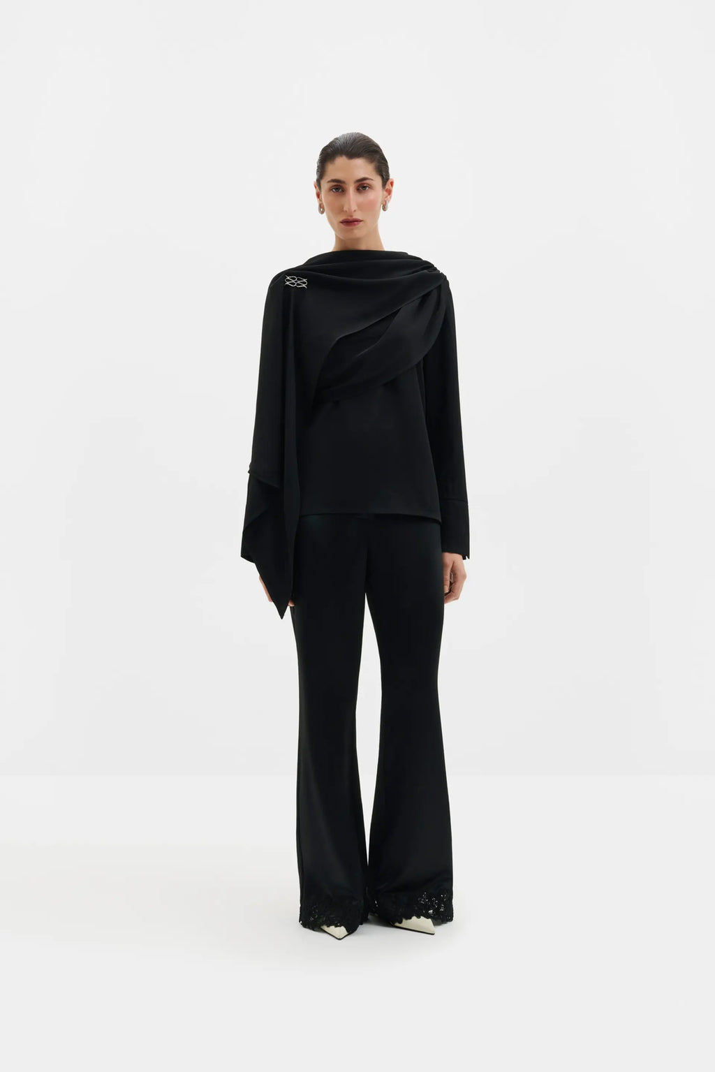 MALINA MELANDY DRAPED CAPE BLOUSE