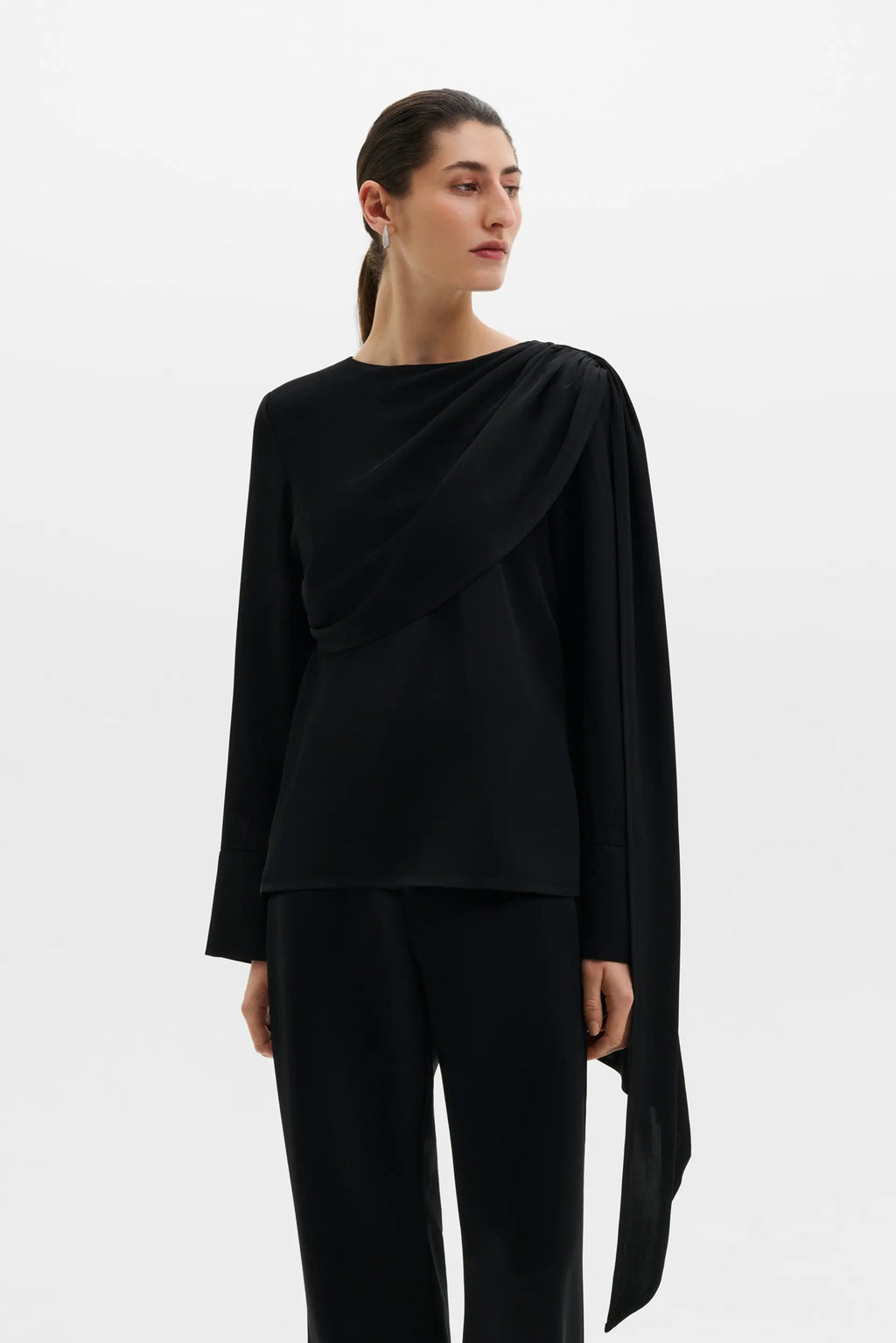 MALINA MELANDY DRAPED CAPE BLOUSE