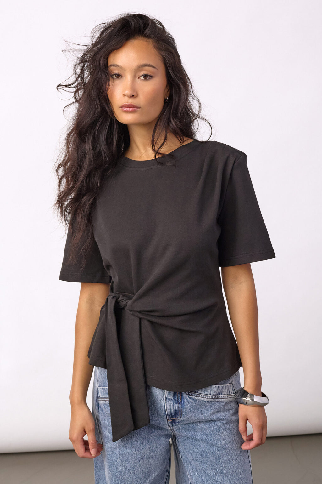 CO'COUTURE ORIANE PLEAT TIE TEE