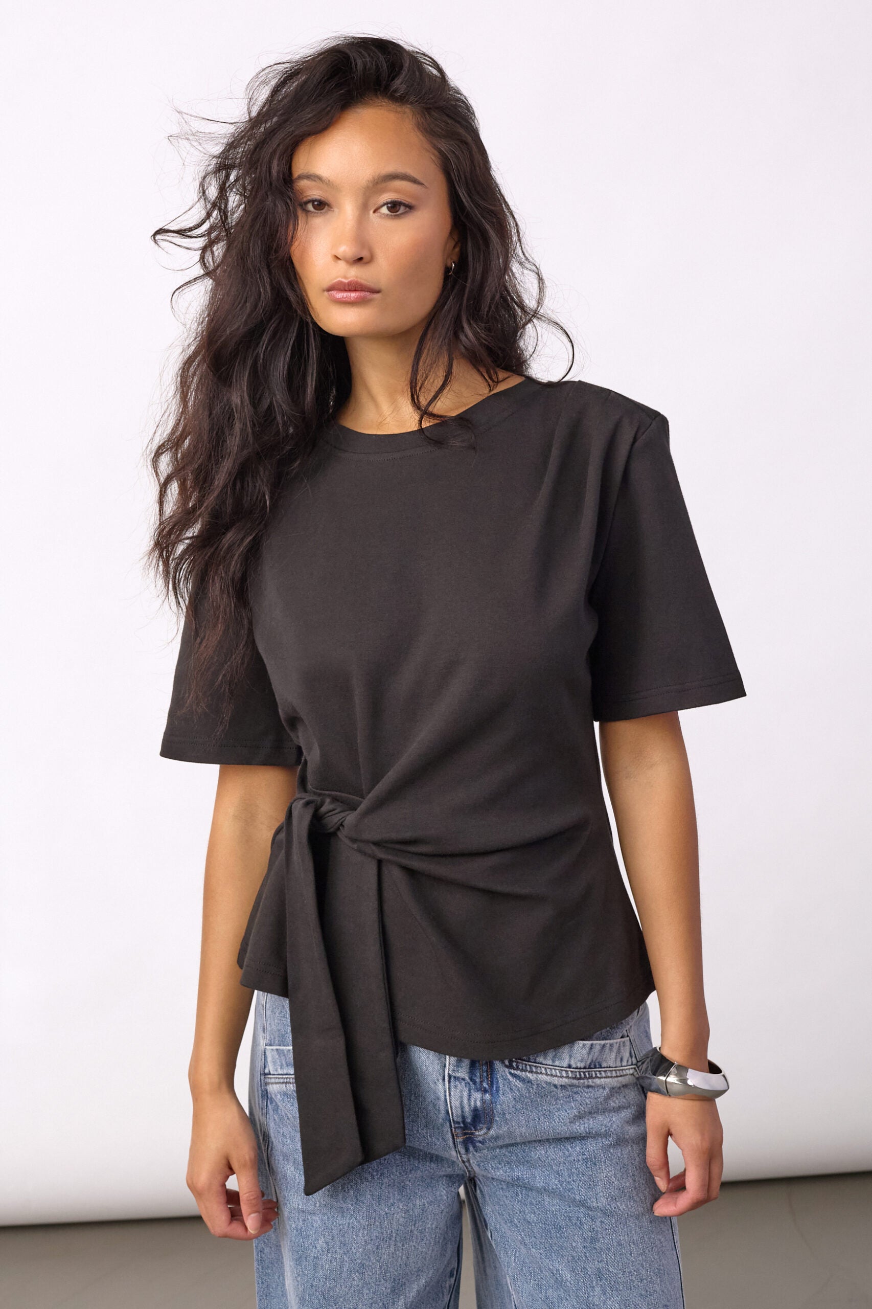 CO'COUTURE ORIANE PLEAT TIE TEE