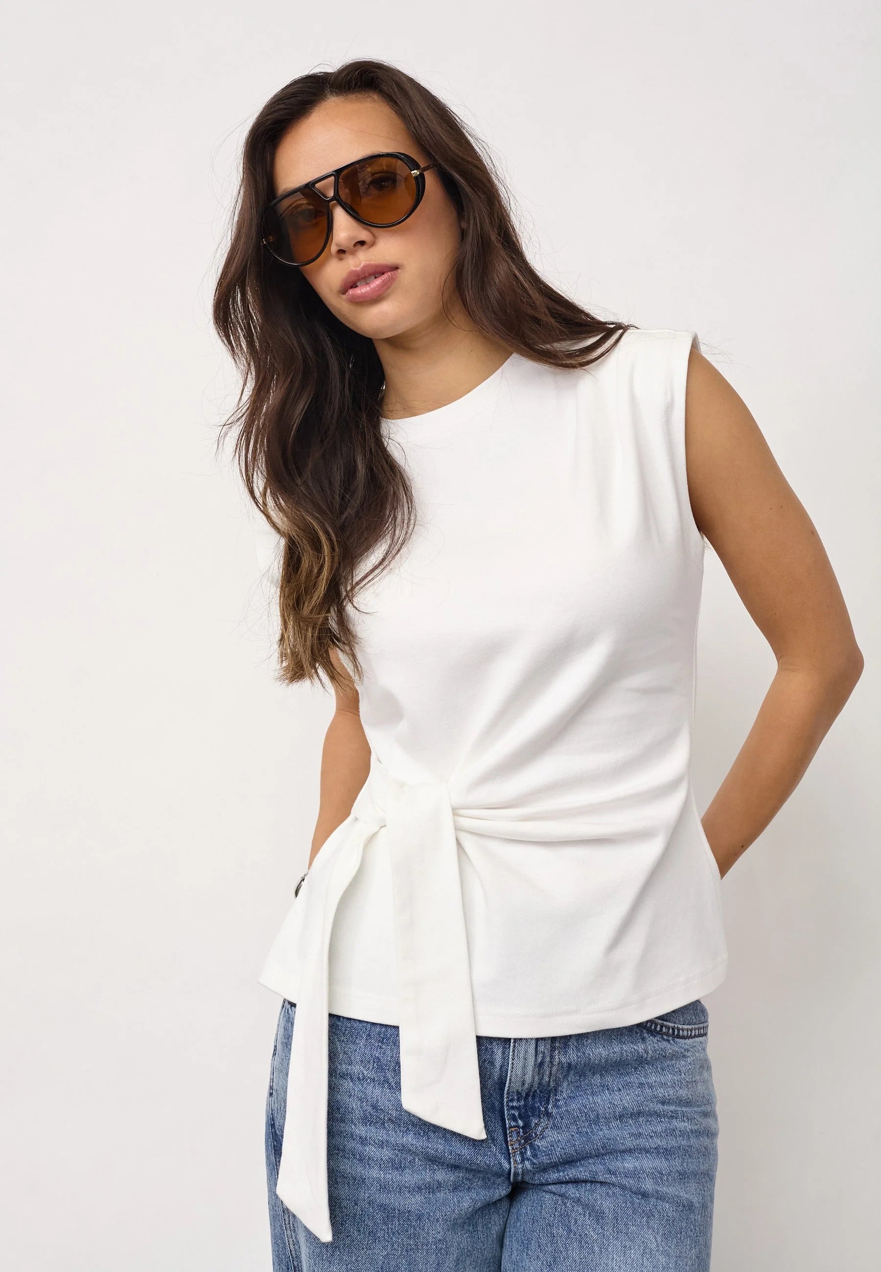 CO'COUTURE ORIANE PLEAT TIE TOP