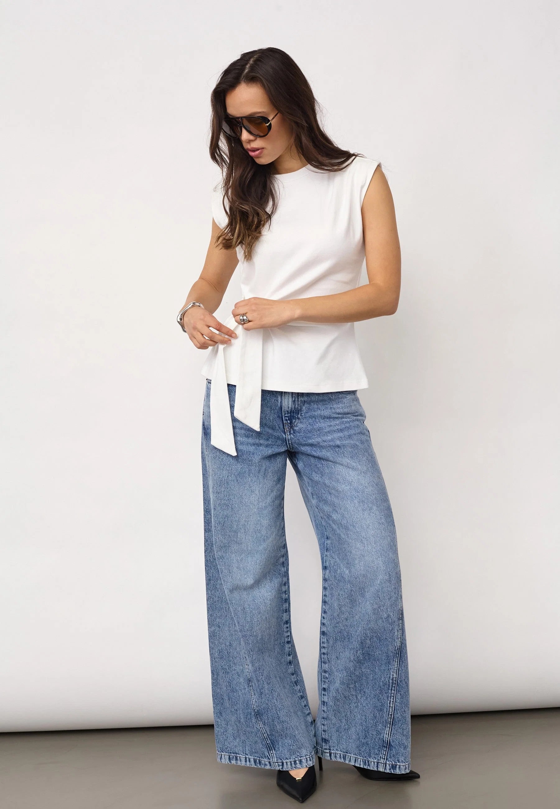 CO'COUTURE ORIANE PLEAT TIE TOP