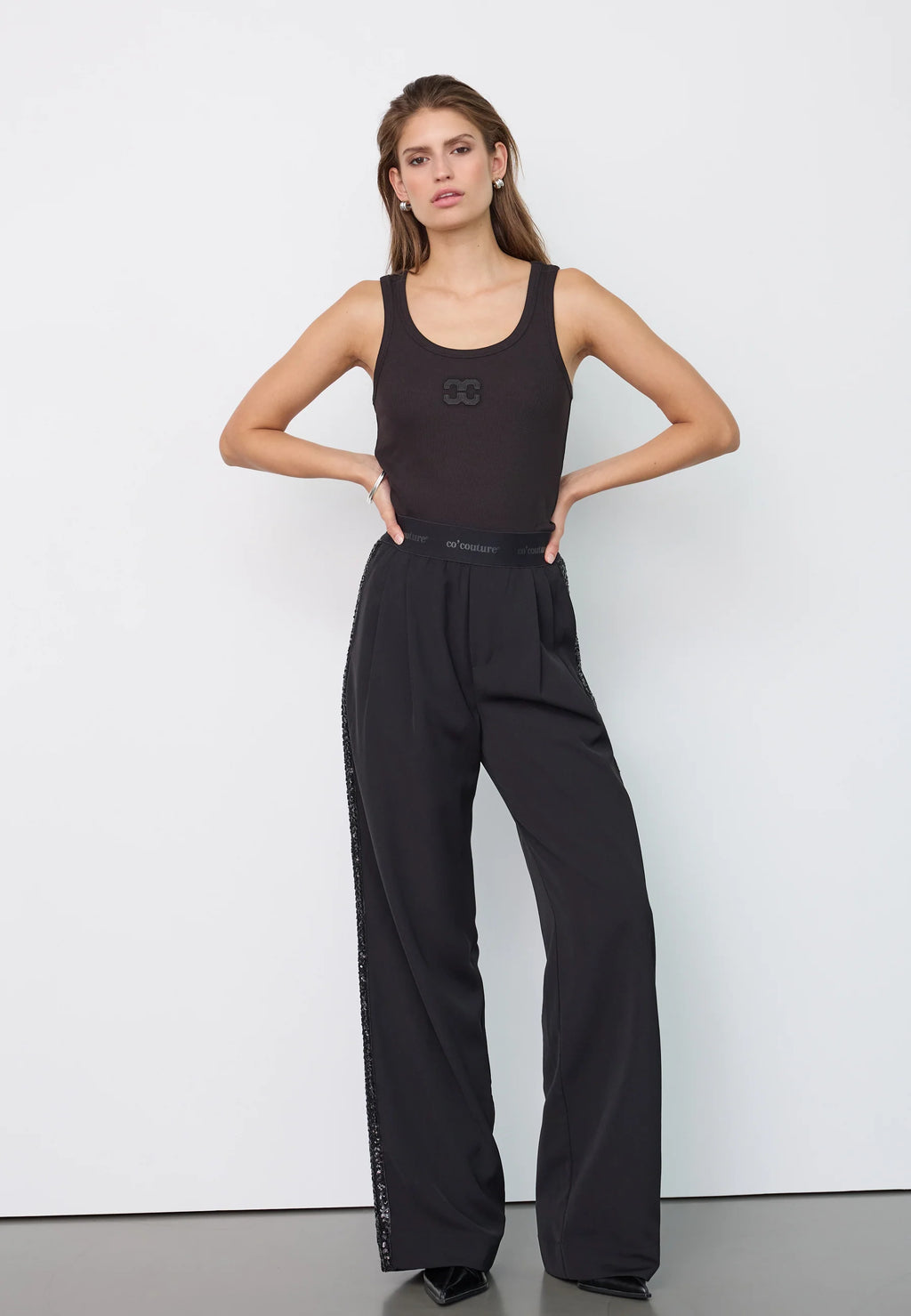 CO'COUTURE AMINA LOGO SEQUIN PANT