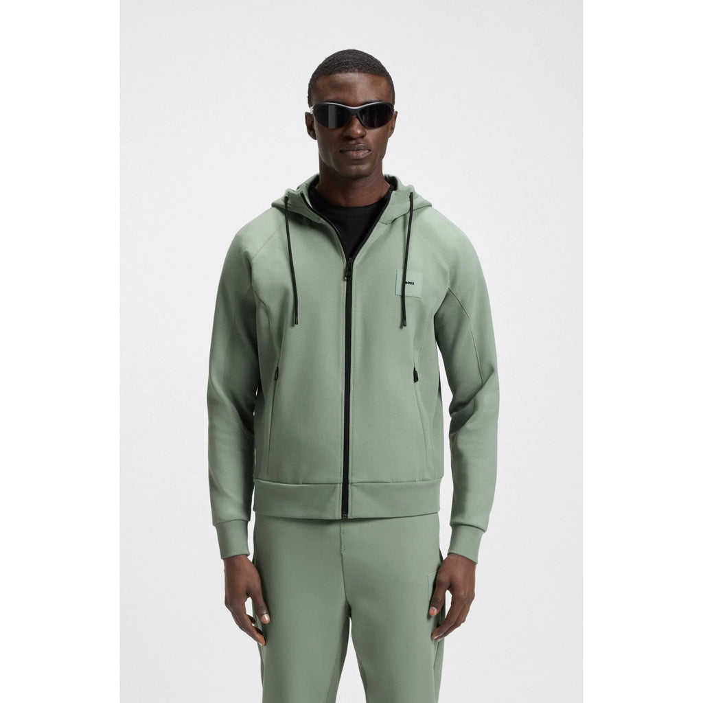 BOSS GREEN SAGGY RIB ZIP HOOD