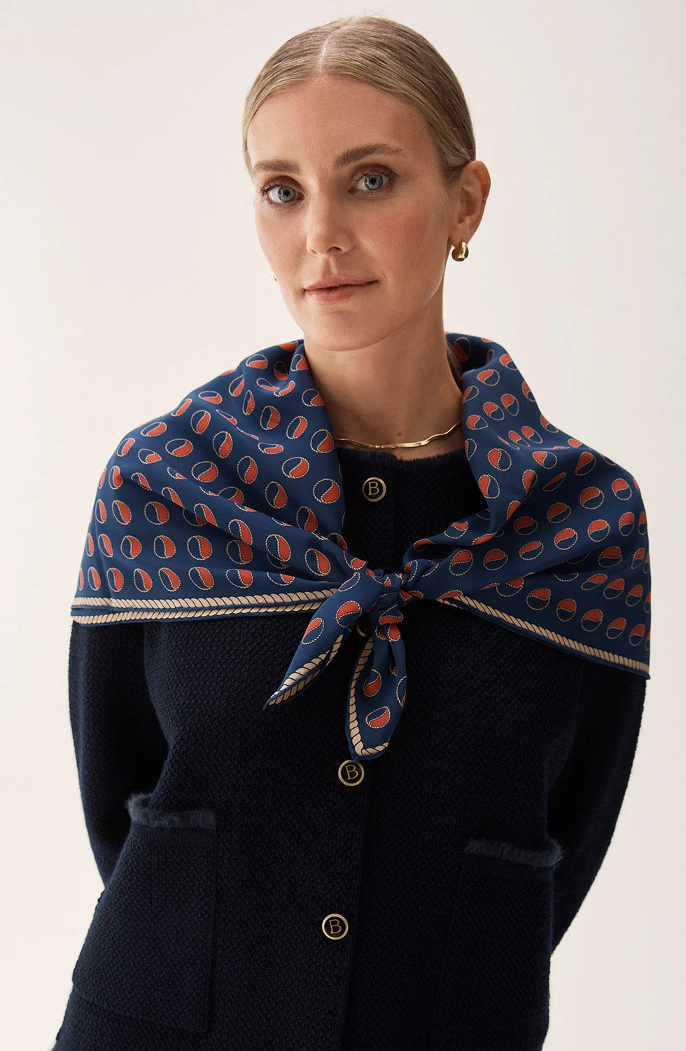 BUSNEL SILK SCARF LOGO PRINT