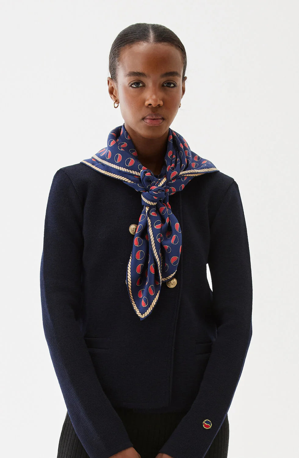 BUSNEL SILK SCARF LOGO PRINT