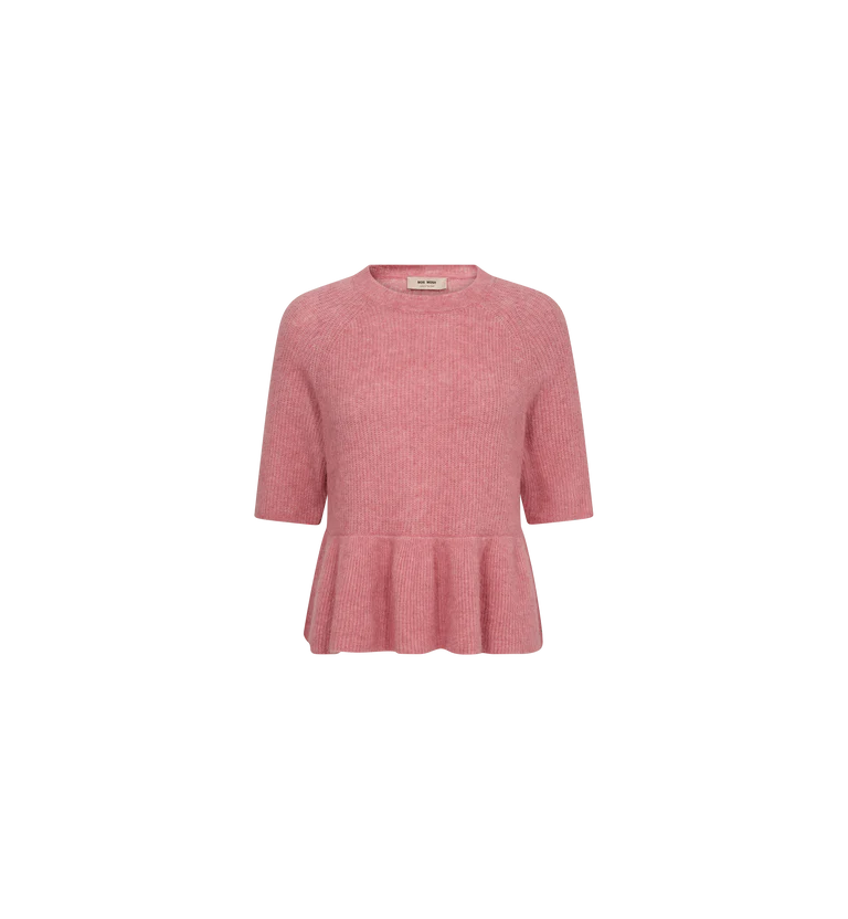 MOS MOSH THORA SS O-NECK FRILL KNIT