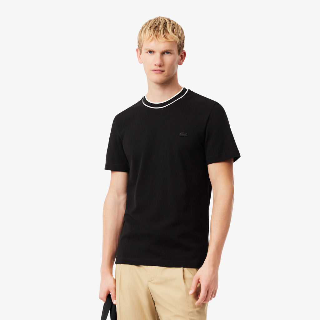 LACOSTE STRIPE COLLAR T-SHIRT