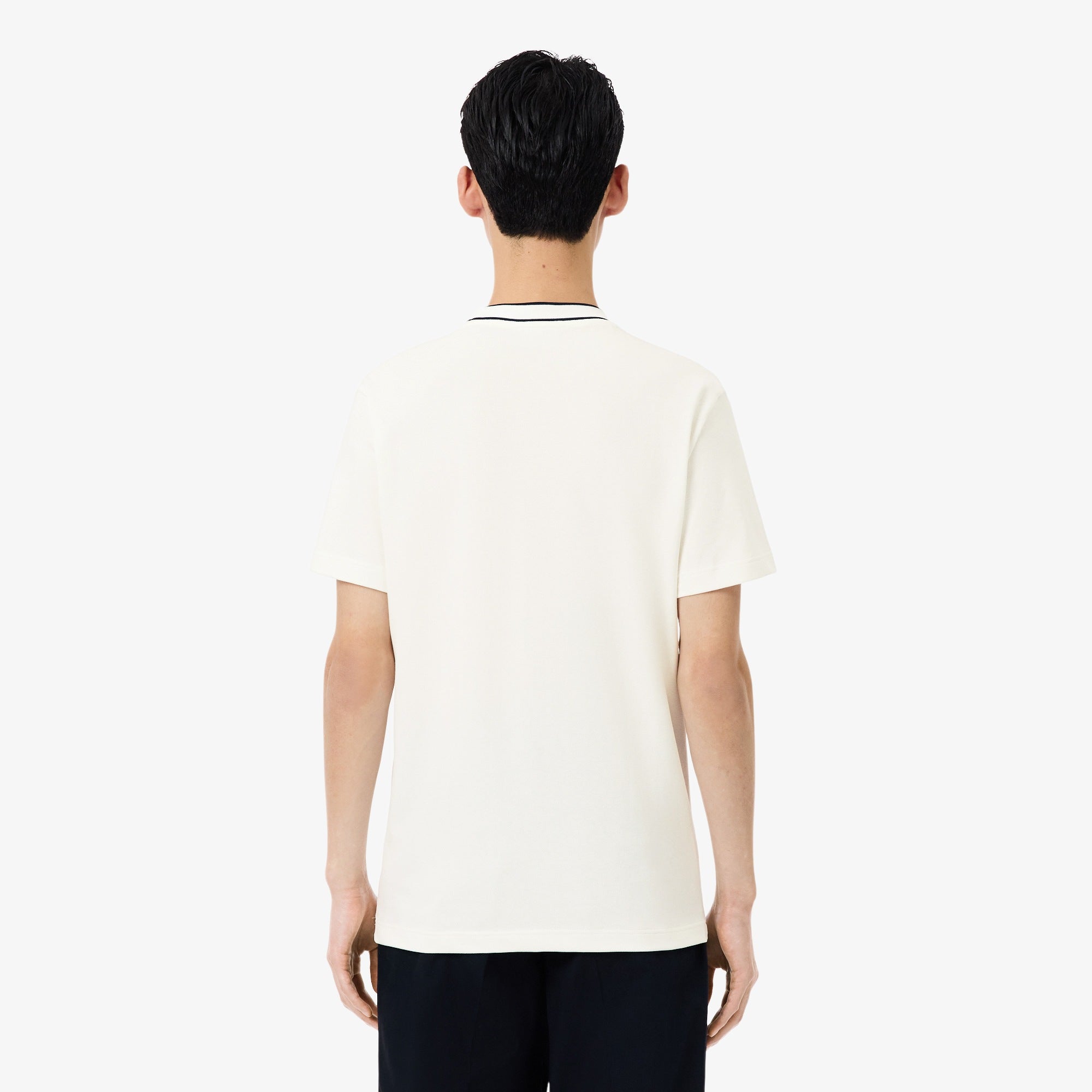 LACOSTE STRIPE COLLAR T-SHIRT