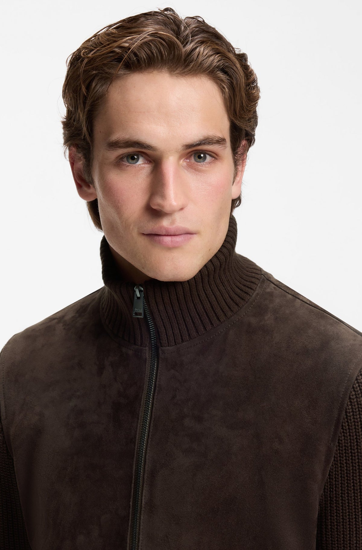 BOSS BLACK METER HYBRID LEATHER JACKET