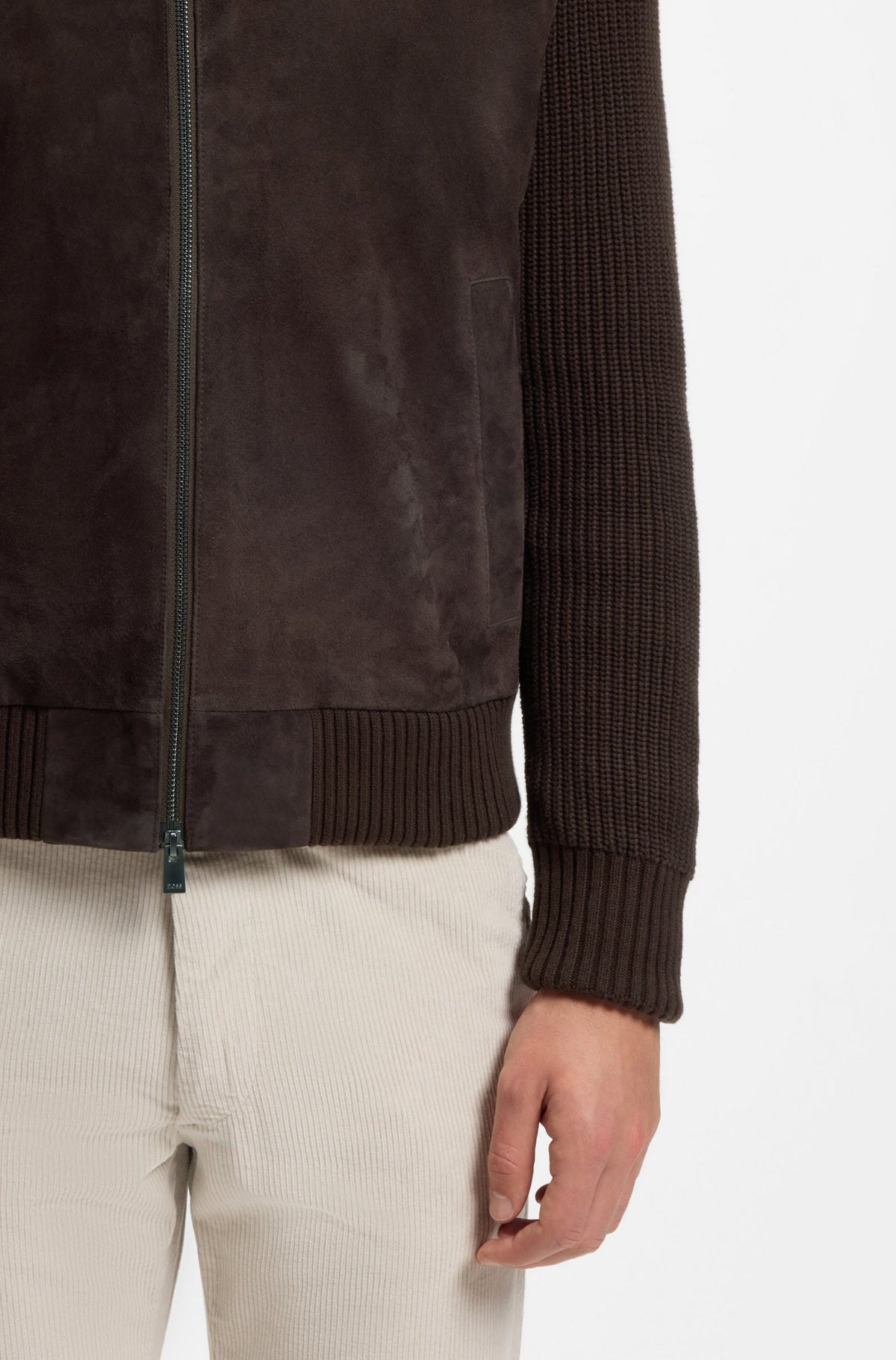 BOSS BLACK METER HYBRID LEATHER JACKET