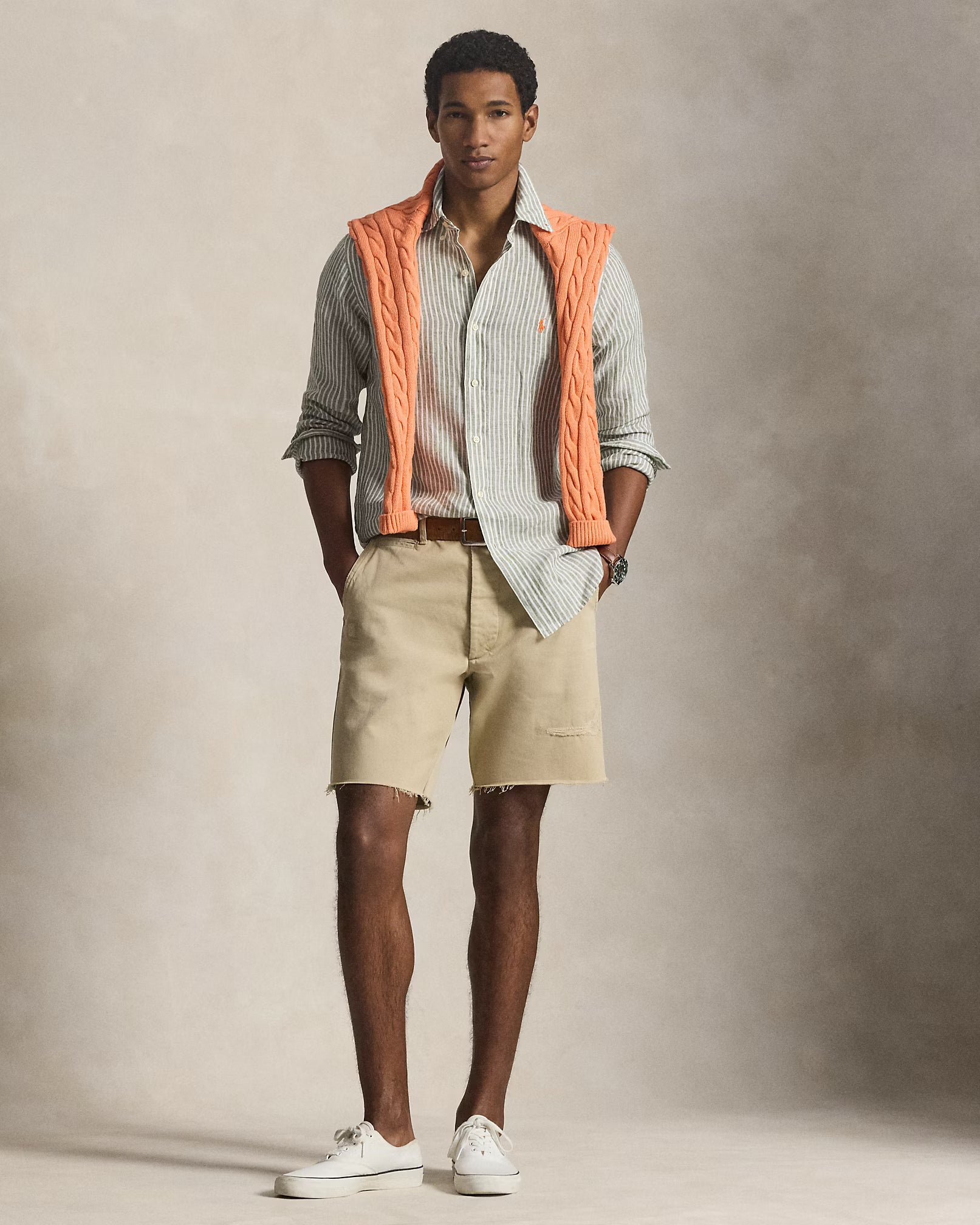 POLO RALPH LAUREN STRIPE LINEN SHIRT CU