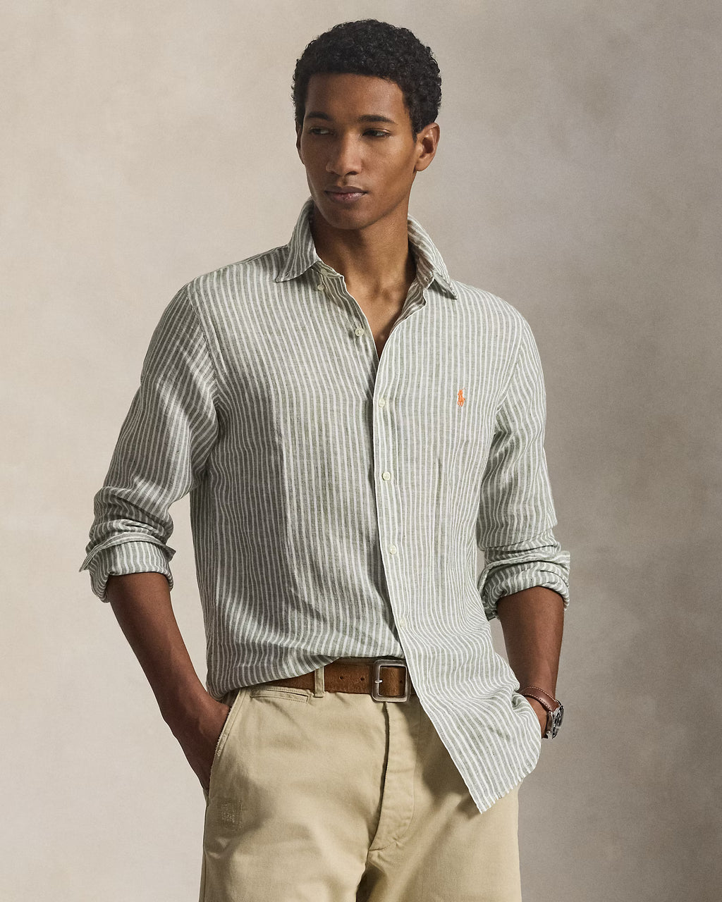 POLO RALPH LAUREN STRIPE LINEN SHIRT CU