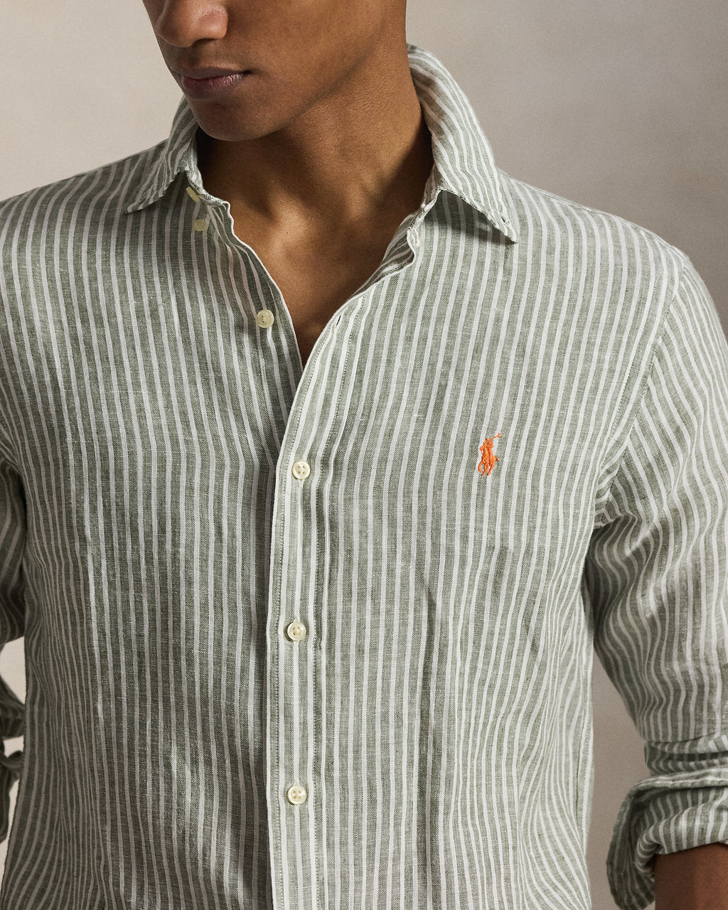 POLO RALPH LAUREN STRIPE LINEN SHIRT CU