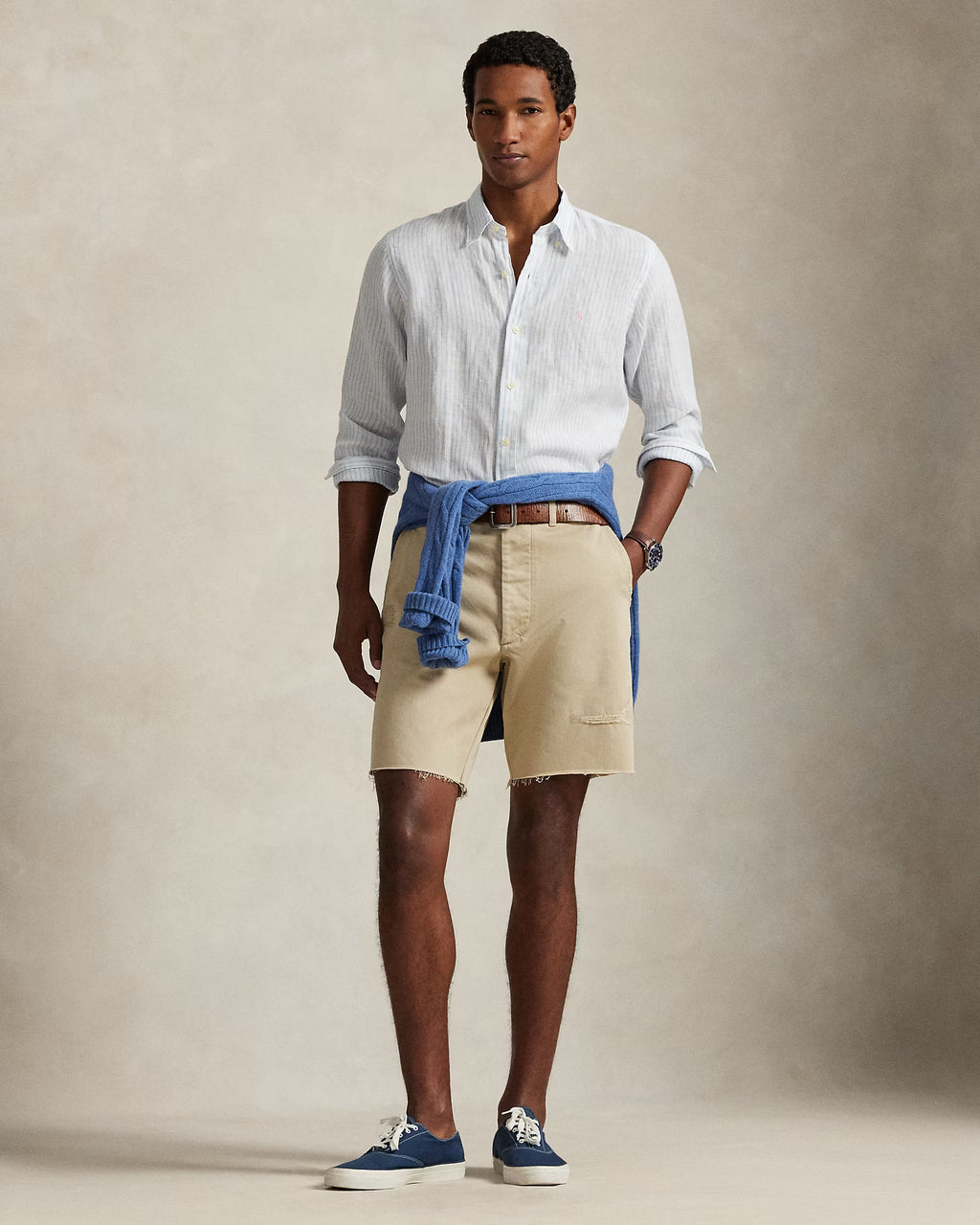 POLO RALPH LAUREN STRIPE LINEN SHIRT CU
