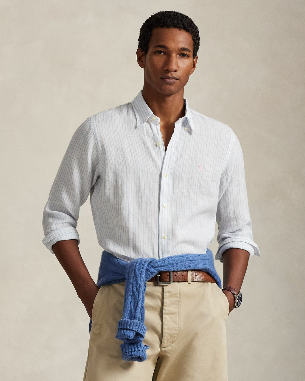 POLO RALPH LAUREN STRIPE LINEN SHIRT CU