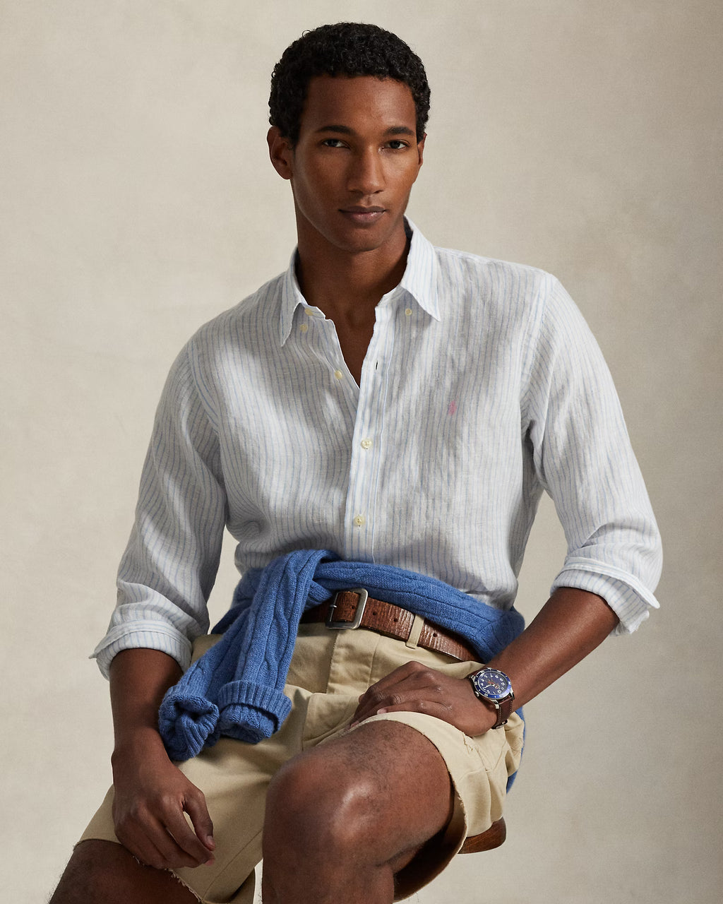 POLO RALPH LAUREN STRIPE LINEN SHIRT CU
