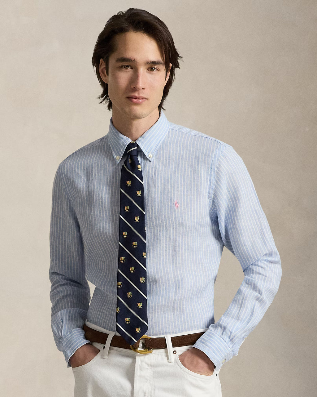 POLO RALPH LAUREN STRIPE LINEN SHIRT CU