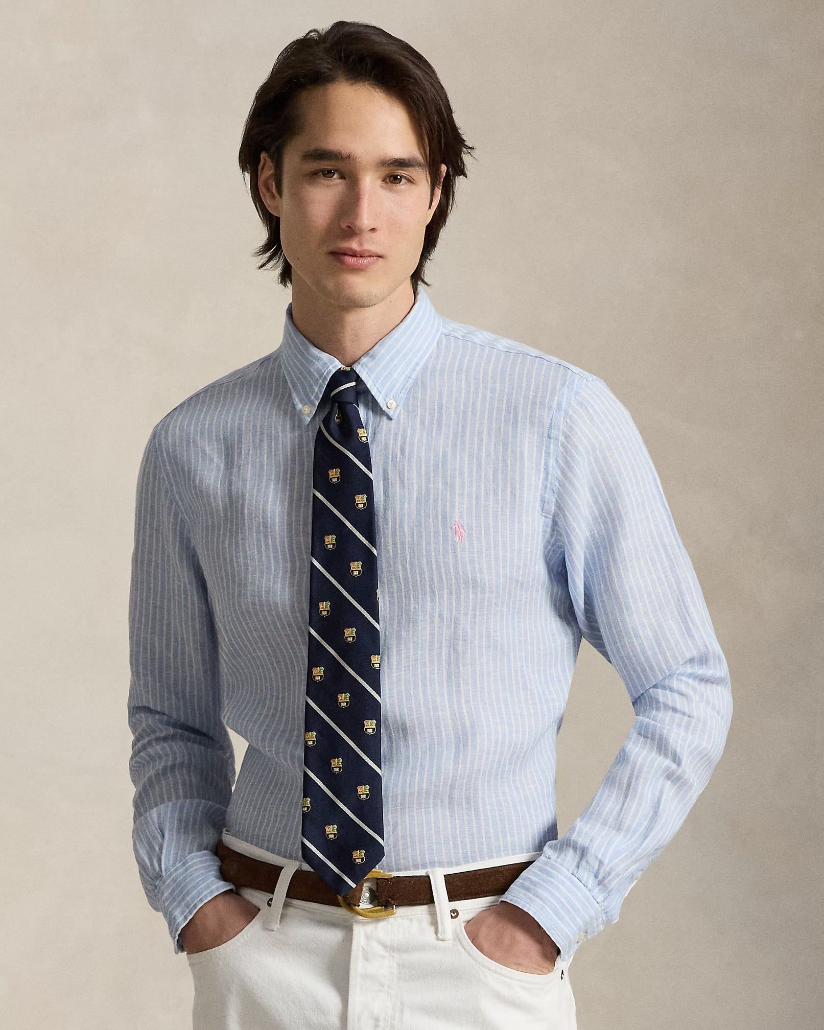 POLO RALPH LAUREN STRIPE LINEN SHIRT CU