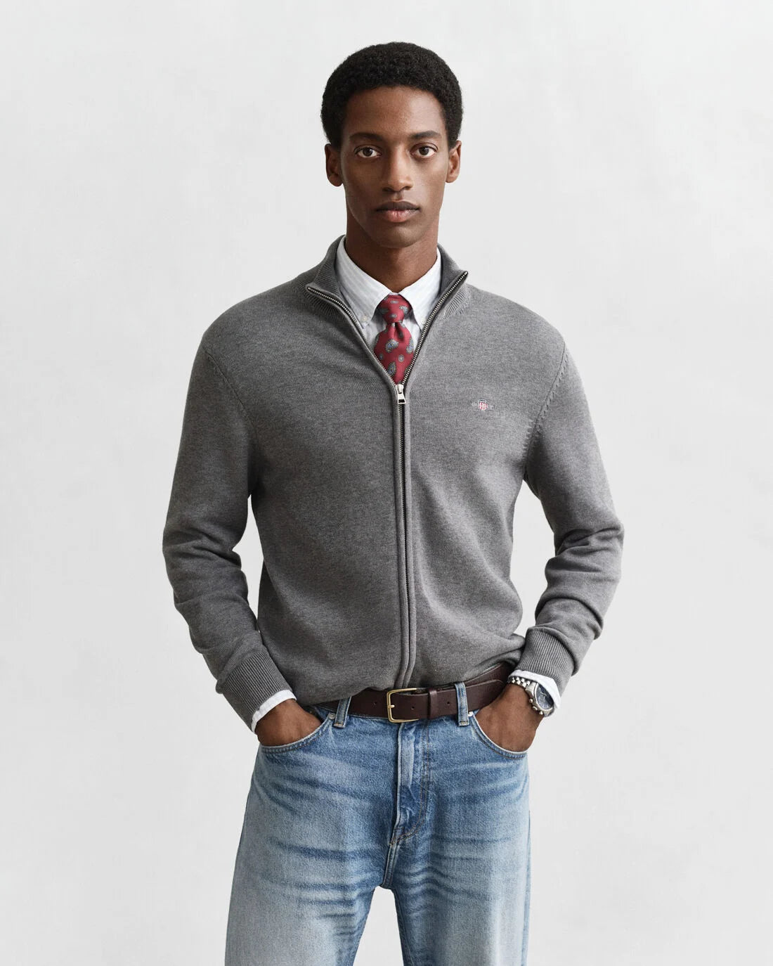 GANT COTTON ZIP CARDIGAN