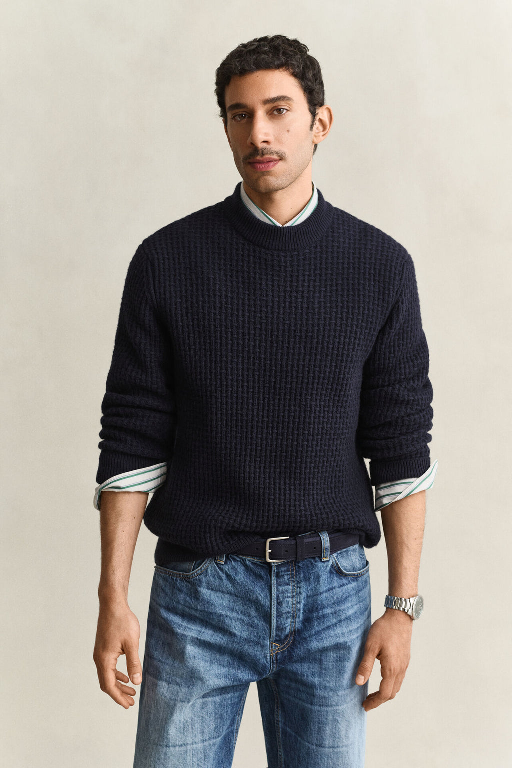 GANT TEXTURED COT/WOL MOCK-NECK