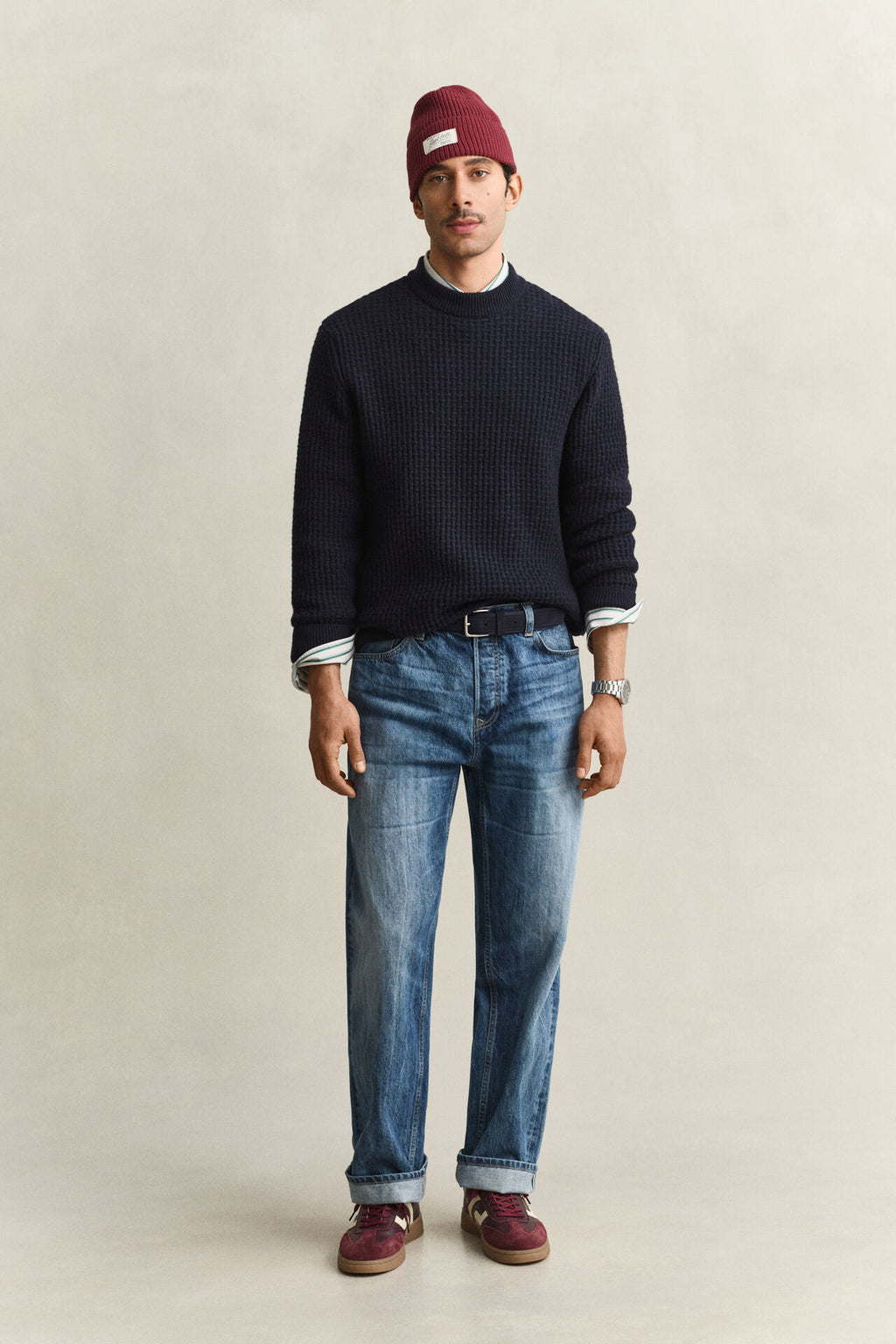 GANT TEXTURED COT/WOL MOCK-NECK