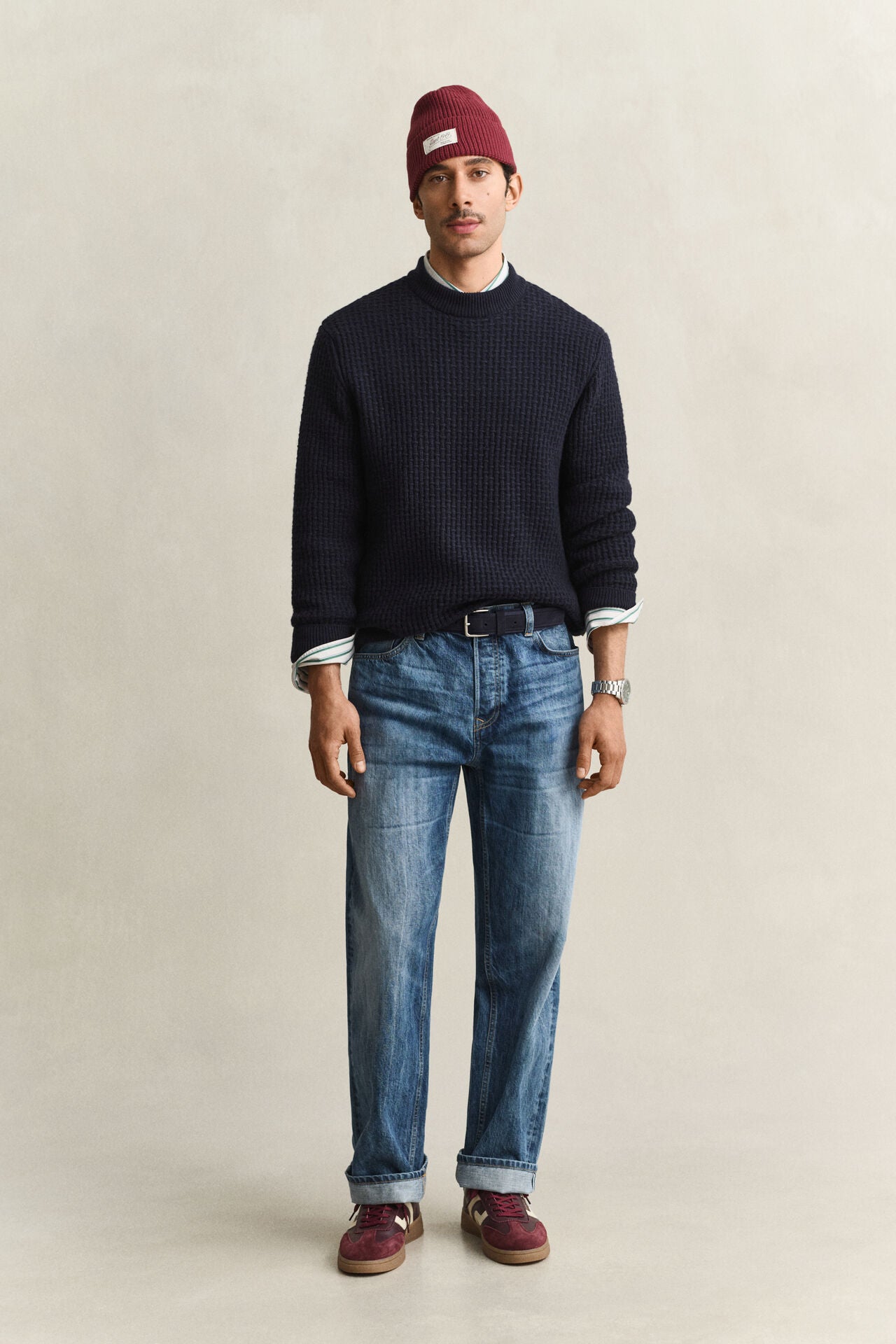 GANT TEXTURED COT/WOL MOCK-NECK