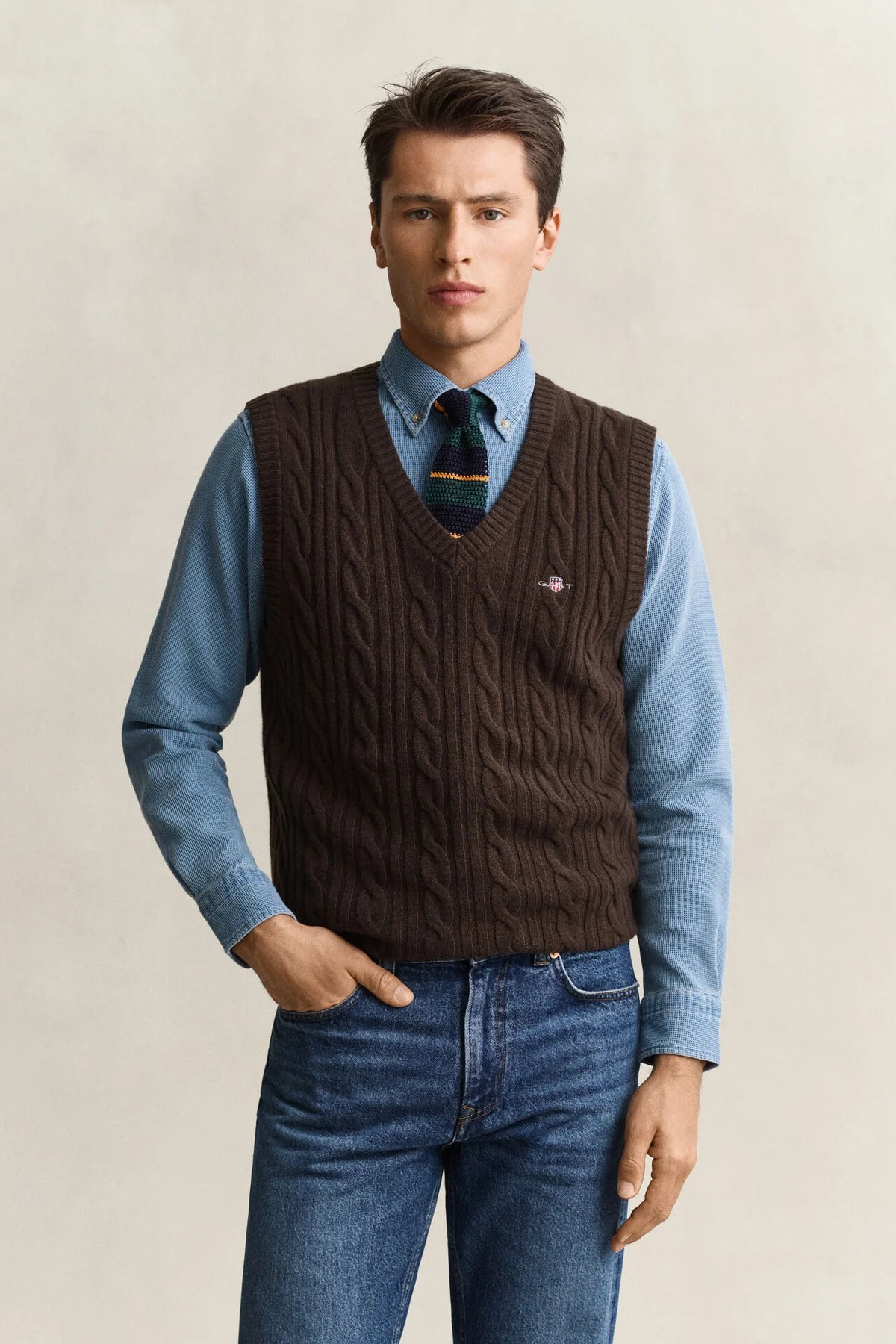 GANT LAMBSWOOL CABLE VEST