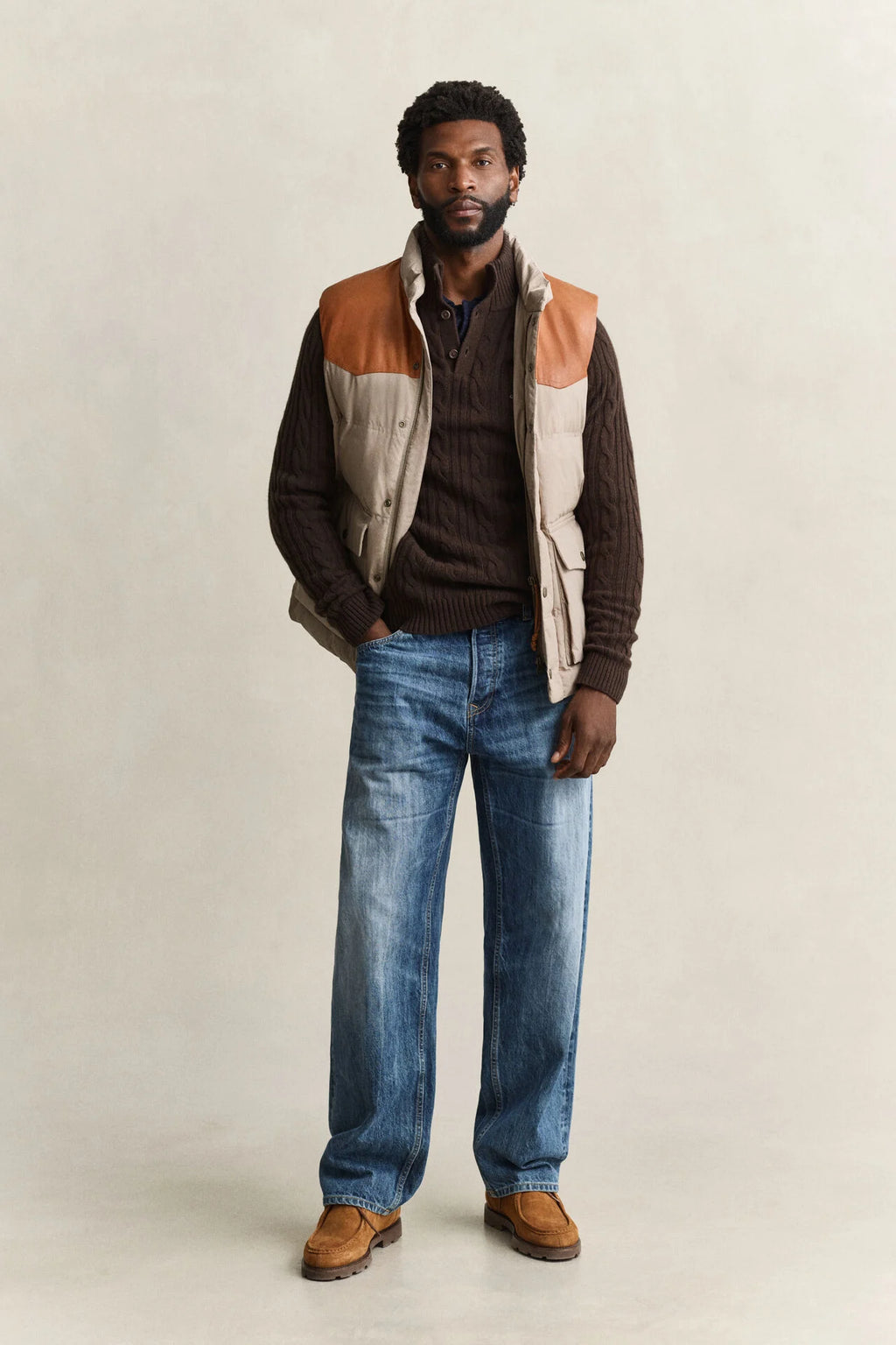 GANT LAMBSWOOL CABLE HALF-BUTTON