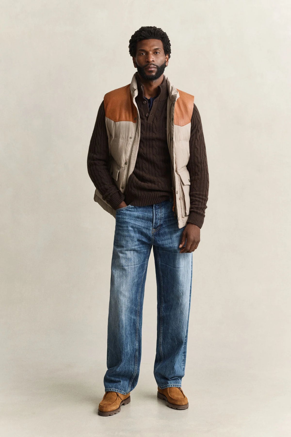 GANT LAMBSWOOL CABLE HALF-BUTTON