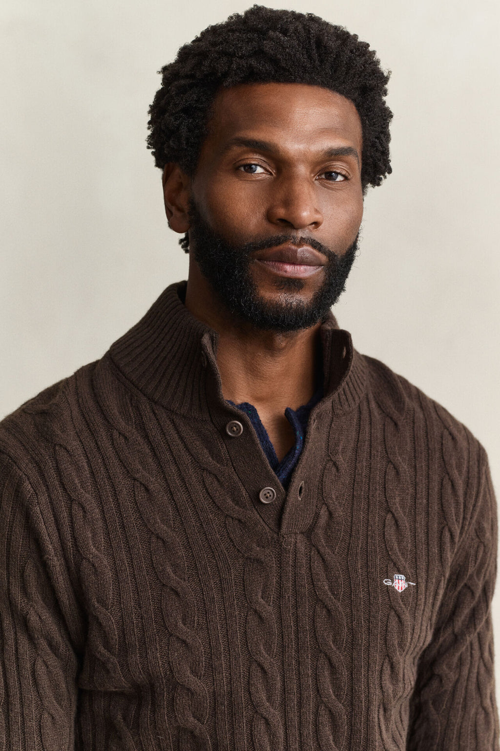 GANT LAMBSWOOL CABLE HALF-BUTTON